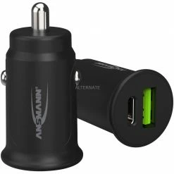 Handy Ladegeräte Ansmann In-Car-Charger CC227PD, 27 Watt, Ladegerät (schwarz)