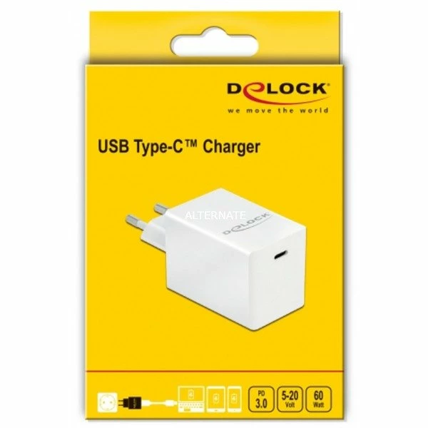 Handy Ladegeräte DeLOCK USB Ladegerät 1 X USB Type-C PD 3.0 Kompakt Mit 60 W (weiß) – Bild 3