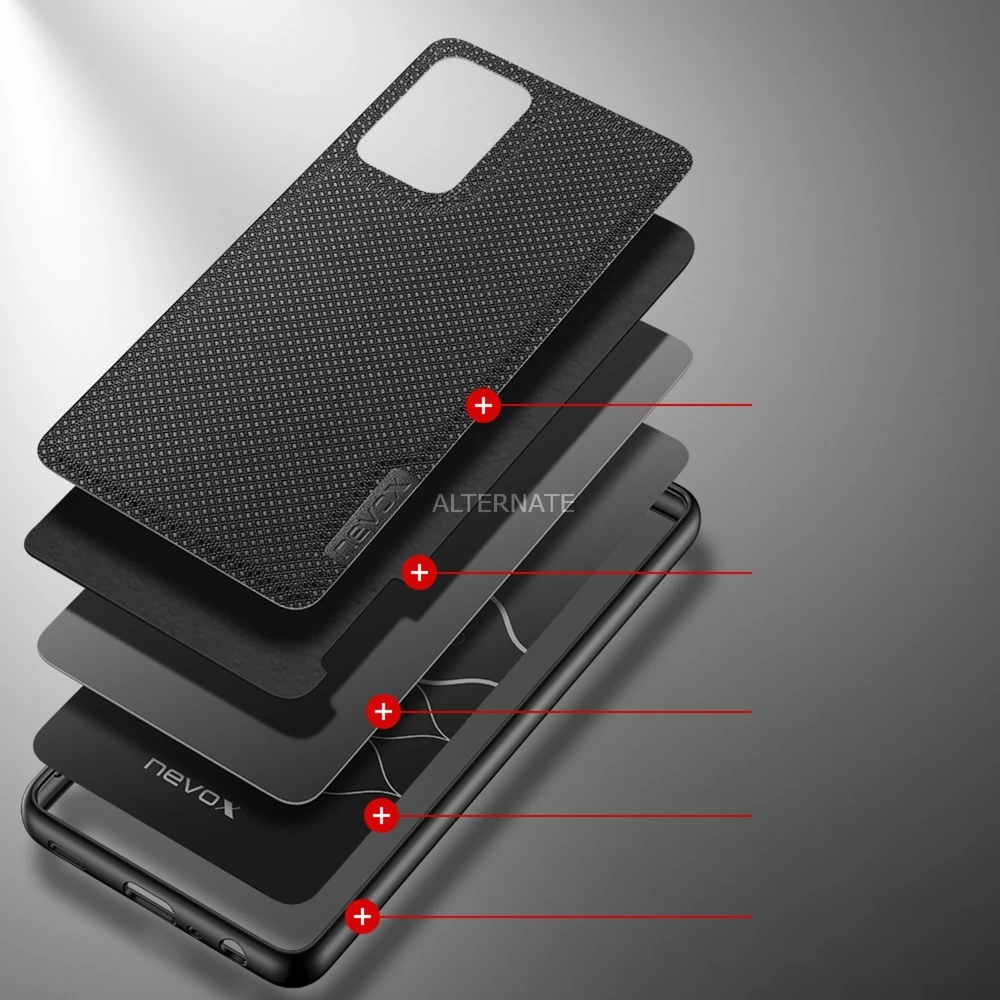 Handy Hüllen Nevox StyleShell NYLO, Handyhülle (schwarz, Samsung Galaxy A72) – Bild 5