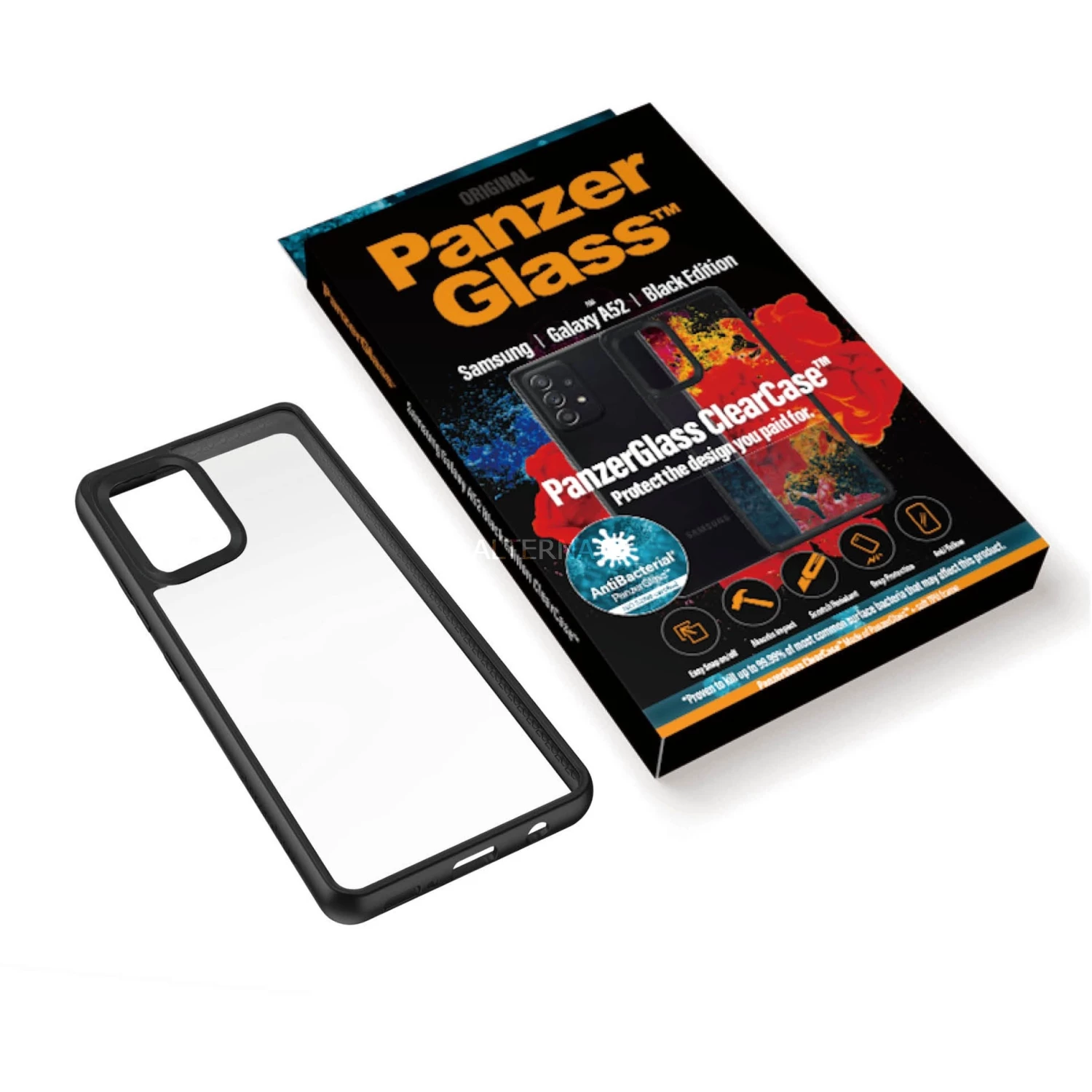 Handy Hüllen PanzerGlass ClearCase, Handyhülle (transparent/schwarz, Samsung Galaxy A52) – Bild 3
