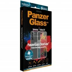 Handy Hüllen PanzerGlass ClearCase, Handyhülle (transparent/schwarz, Samsung Galaxy S21)