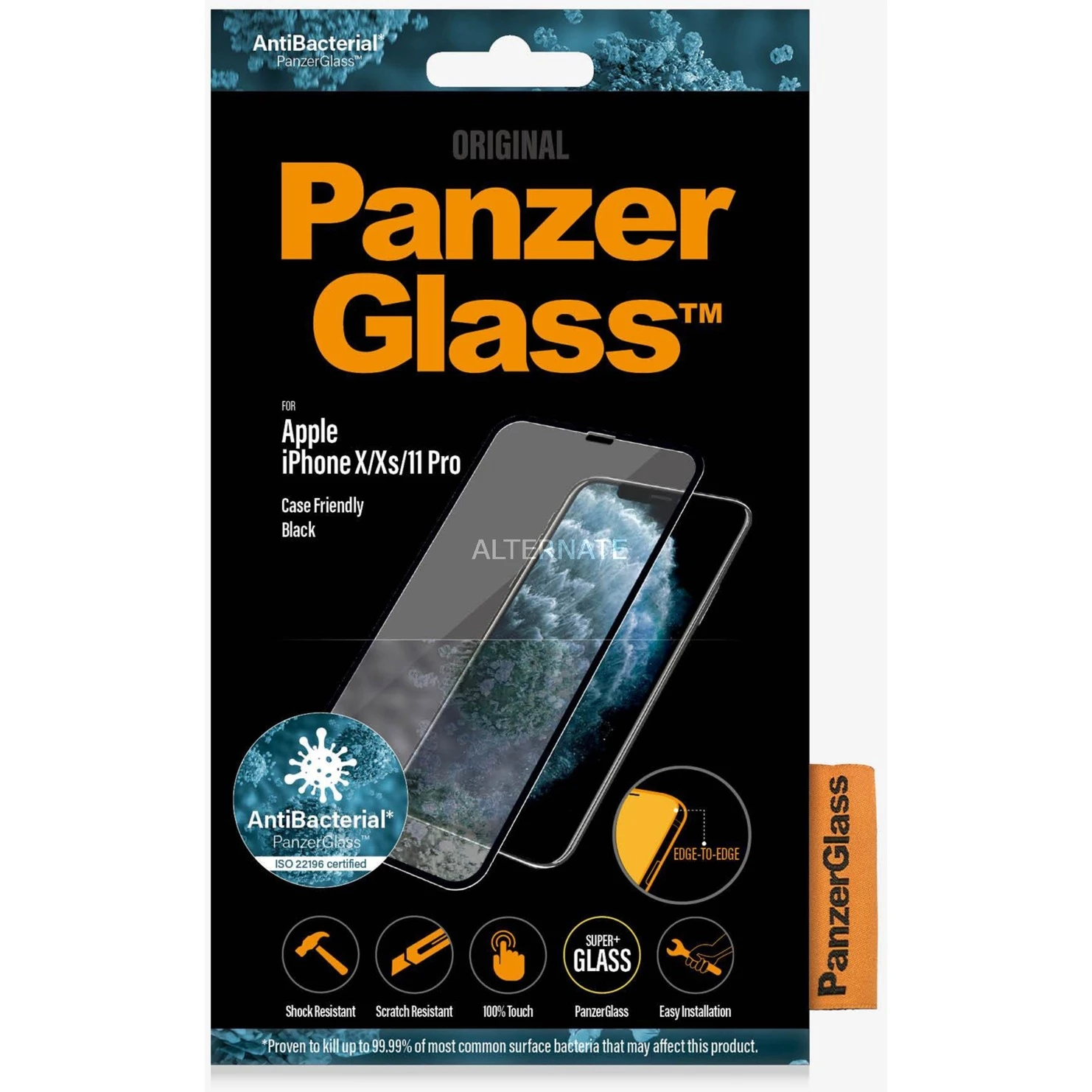Displayschutzfolien PanzerGlass Displayschutz, Schutzfolie (transparent/schwarz, IPhone X/Xs/11 Pro) – Bild 2