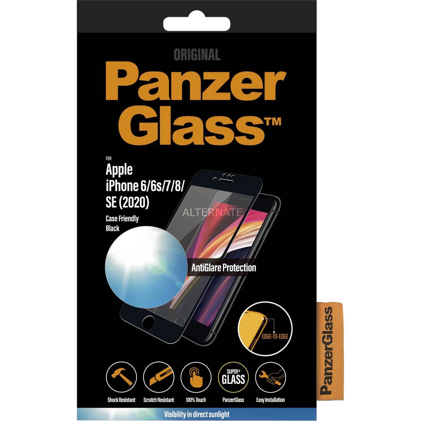 Displayschutzfolien PanzerGlass Displayschutz, Schutzfolie (transparent/schwarz, IPhone 6/6s/7/8/SE(2020))