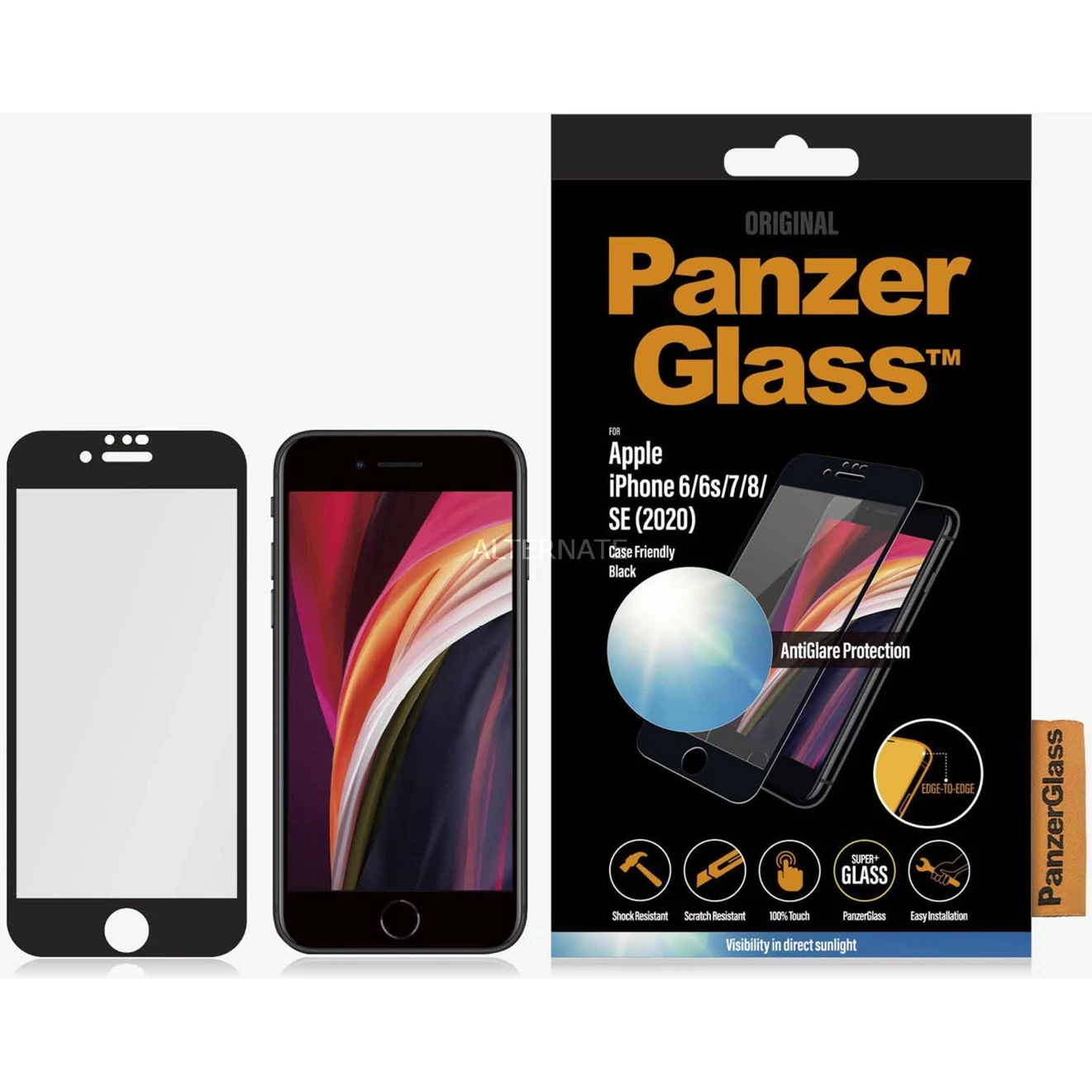 Displayschutzfolien PanzerGlass Displayschutz, Schutzfolie (transparent/schwarz, IPhone 6/6s/7/8/SE(2020)) – Bild 3