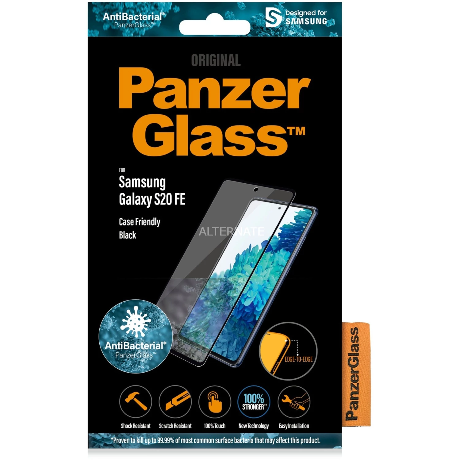Displayschutzfolien PanzerGlass Displayschutz, Schutzfolie (transparent/schwarz, Samsung Galaxy S20 FE)
