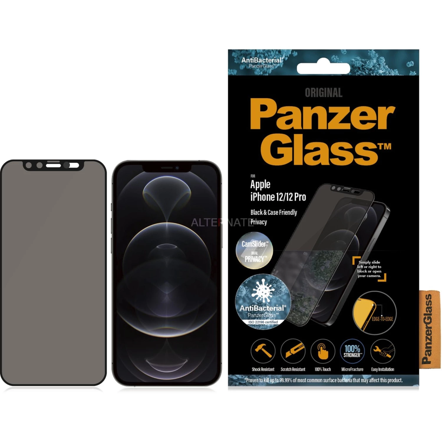 Displayschutzfolien PanzerGlass Dual Privacy Displayschutz, Schutzfolie (transparent/schwarz, IPhone 12 | 12 Pro) – Bild 3