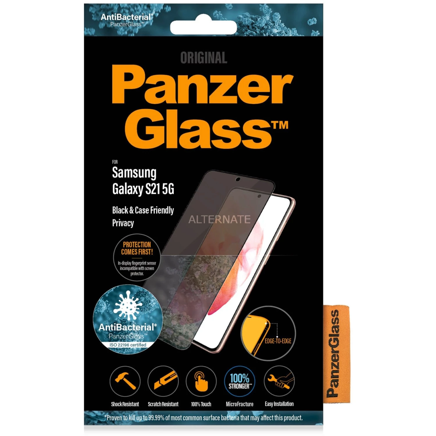 Displayschutzfolien PanzerGlass Privacy Displayschutz, Schutzfolie (transparent/schwarz, Samsung Galaxy S21 5G) – Bild 2