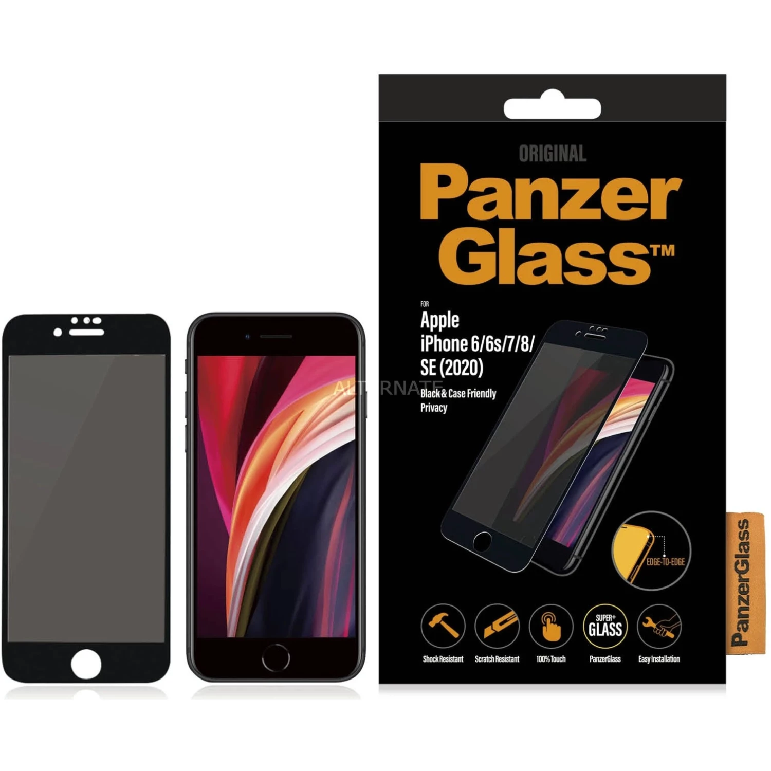 Displayschutzfolien PanzerGlass Privacy Filter, Schutzfolie (schwarz, IPhone SE (3./2.Generation), IPhone 8/7, IPhone 6S/6) – Bild 3