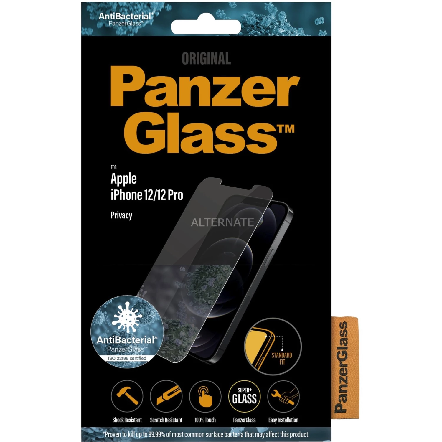 Displayschutzfolien PanzerGlass Privacy, Schutzfolie (schwarz, IPhone 12 | 12 Pro)