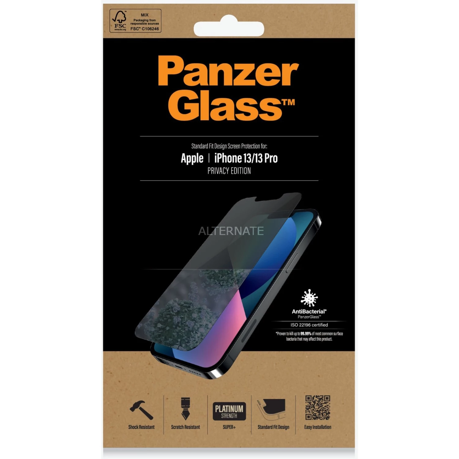 Displayschutzfolien PanzerGlass Privacy, Schutzfolie (schwarz, IPhone 13 | 13 Pro) – Bild 2
