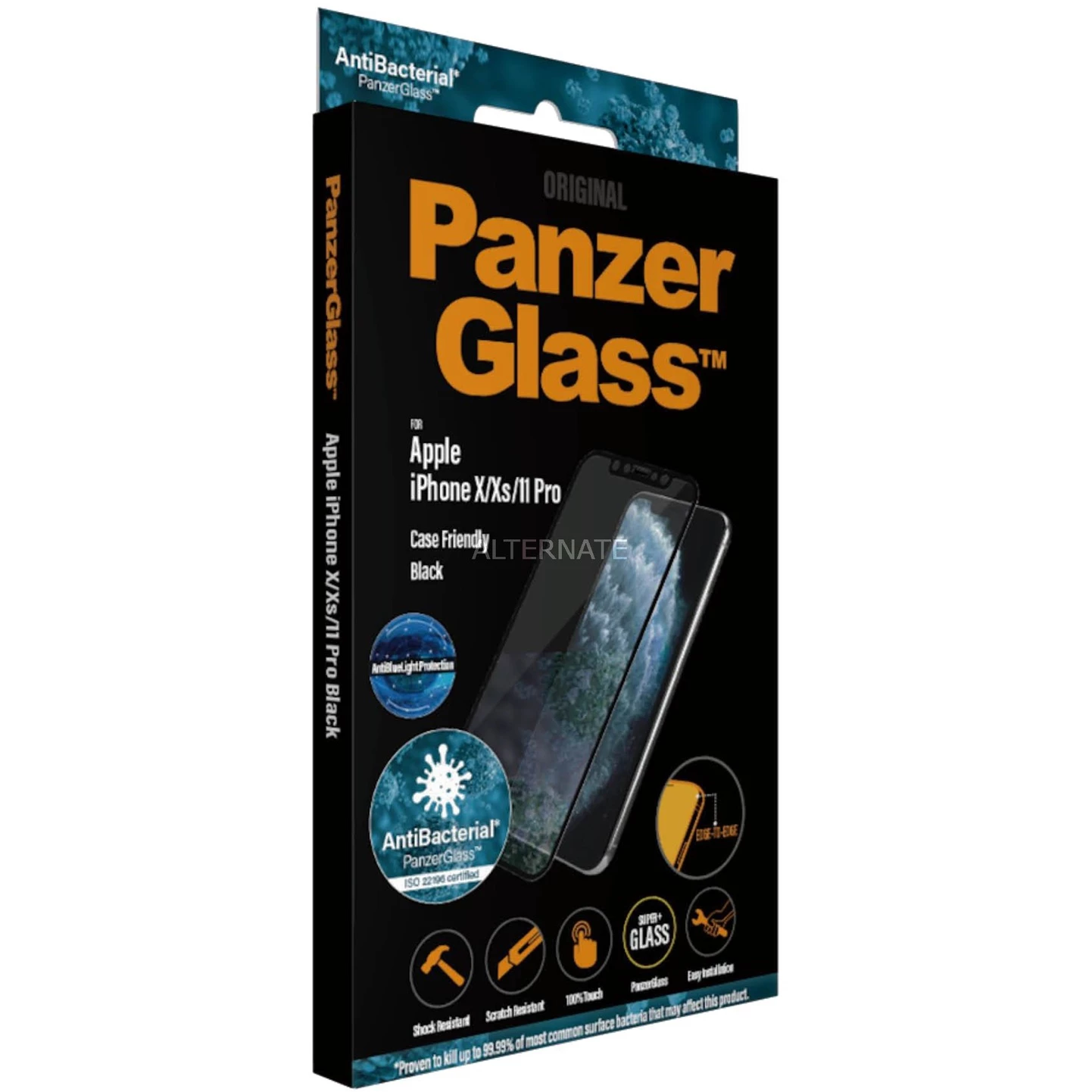 Displayschutzfolien PanzerGlass Privacy, Schutzfolie (transparent/schwarz, IPhone X/Xs/11 Pro)