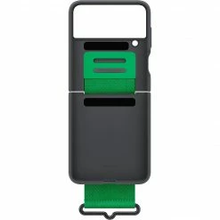 Handy Hüllen SAMSUNG Silicone Cover Mit Band, Handyhülle (schwarz/grün, Samsung Galaxy Z Flip4)