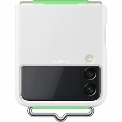 Handy Hüllen SAMSUNG Silicone Cover Mit Strap, Handyhülle (weiß/grün, Samsung Galaxy Z Flip3 5G)