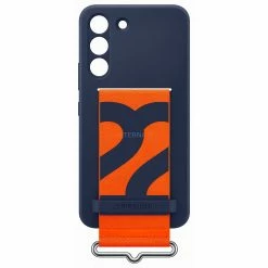 Handy Hüllen SAMSUNG Silicone Cover With Strap, Handyhülle (blau/orange, Samsung Galaxy S22)