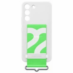 Handy Hüllen SAMSUNG Silicone Cover With Strap, Handyhülle (weiß/grün, Samsung Galaxy S22)