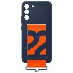 Handy Hüllen SAMSUNG Silicone Cover With Strap, Handyhülle (blau/orange, Samsung Galaxy S22+)