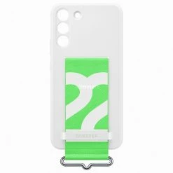 Handy Hüllen SAMSUNG Silicone Cover With Strap, Handyhülle (weiß/grün, Samsung Galaxy S22+)
