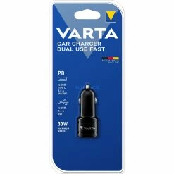 Handy Ladegeräte Varta Car Charger Dual USB Fast, Ladegerät (schwarz, Mit USB Type C Power Delivery)