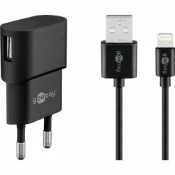 Handy Ladegeräte Goobay Apple Lightning Ladeset 1A, Ladegerät (schwarz)