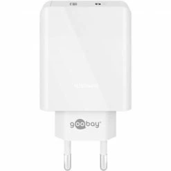Handy Ladegeräte Goobay Dual USB-C PD (Power Delivery) Schnellladegerät (28W) (weiß)