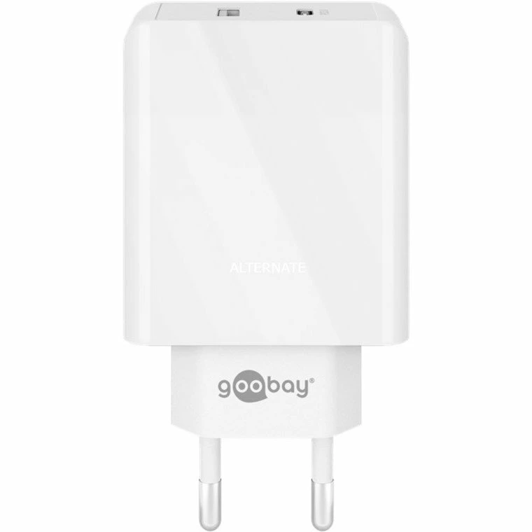 Handy Ladegeräte Goobay Dual USB-C PD (Power Delivery) Schnellladegerät (28W) (weiß)