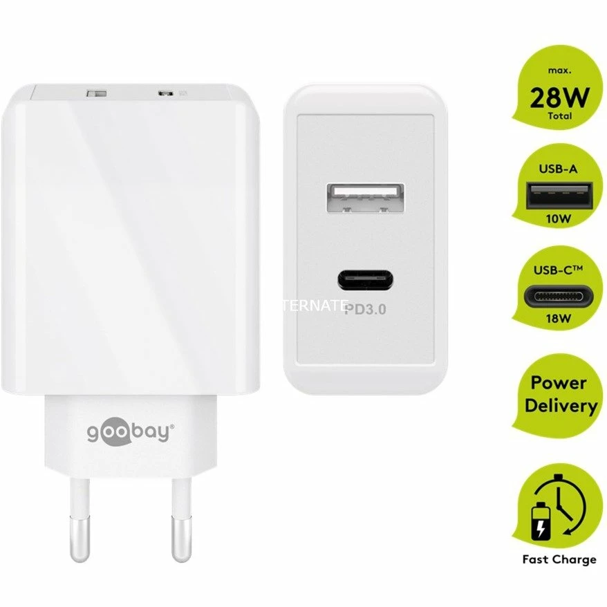 Handy Ladegeräte Goobay Dual USB-C PD (Power Delivery) Schnellladegerät (28W) (weiß) – Bild 4