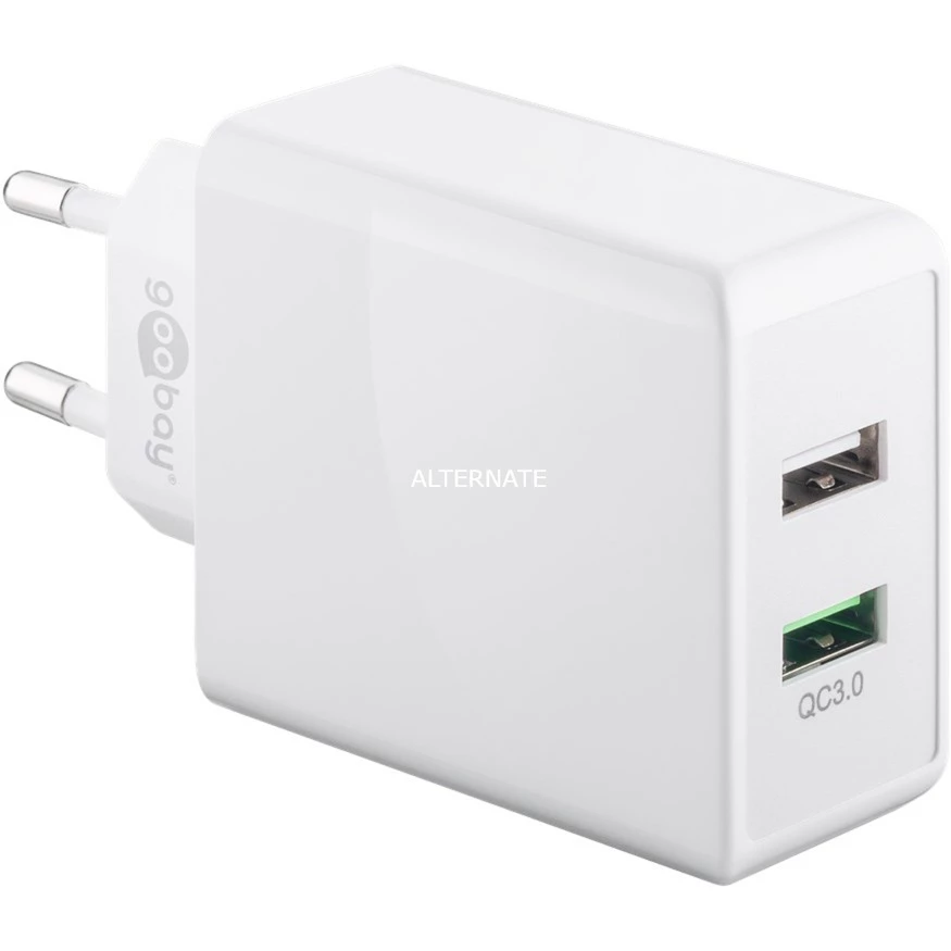 Handy Ladegeräte Goobay Dual-USB Schnellladegerät QC3.0 28W (weiß) – Bild 2