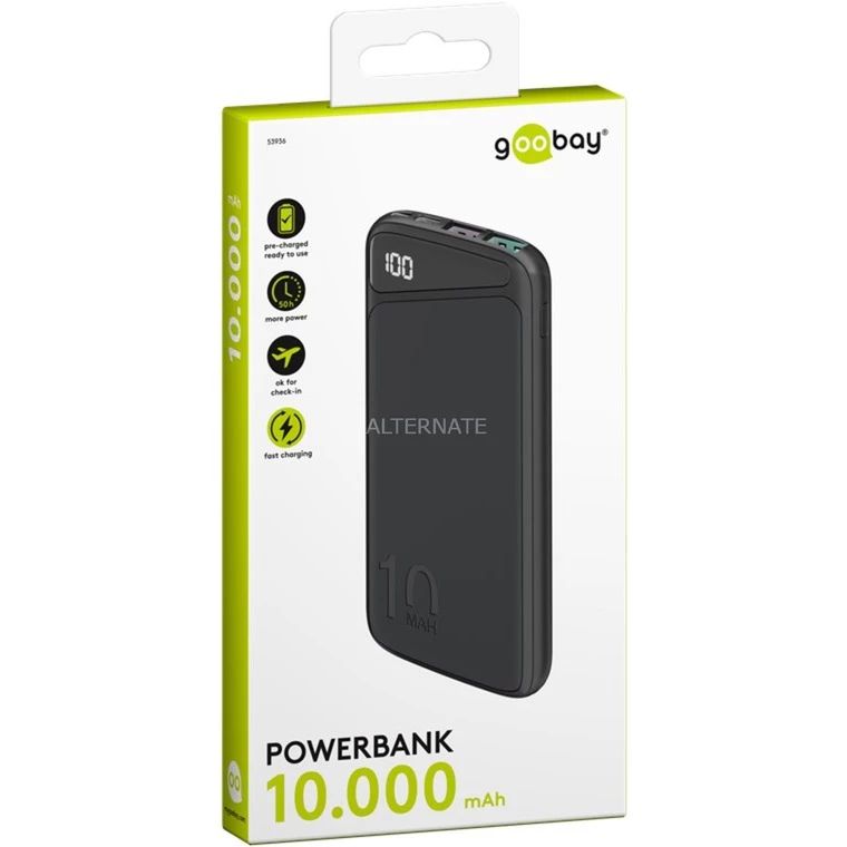 Powerbanks Goobay Schnelllade-Powerbank 10.000 MAh (schwarz, USB-C PD, QC 3.0, 10.000 MAh) – Bild 6