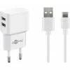 Handy Ladegeräte Goobay USB-C Dual Ladeset 2,4 A, Ladegerät (weiß)
