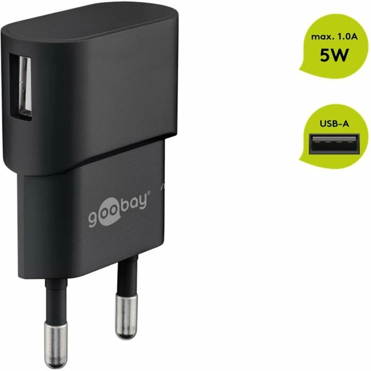 Handy Ladegeräte Goobay USB-Ladegerät 1 A (5W) Schwarz (schwarz) – Bild 2
