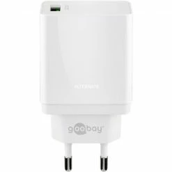 Handy Ladegeräte Goobay USB Schnellladegerät QC3.0 (18W) Weiß (weiß, Quick Charge (QC3.0))
