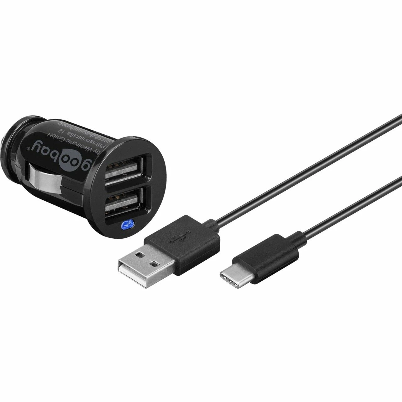 Handy Ladegeräte Goobay USB Type-C Auto-Ladeset 2,4 A, Ladegerät (schwarz) – Bild 2